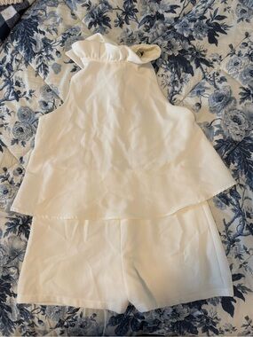 DO+BE White Ruffled Bow Back Romper